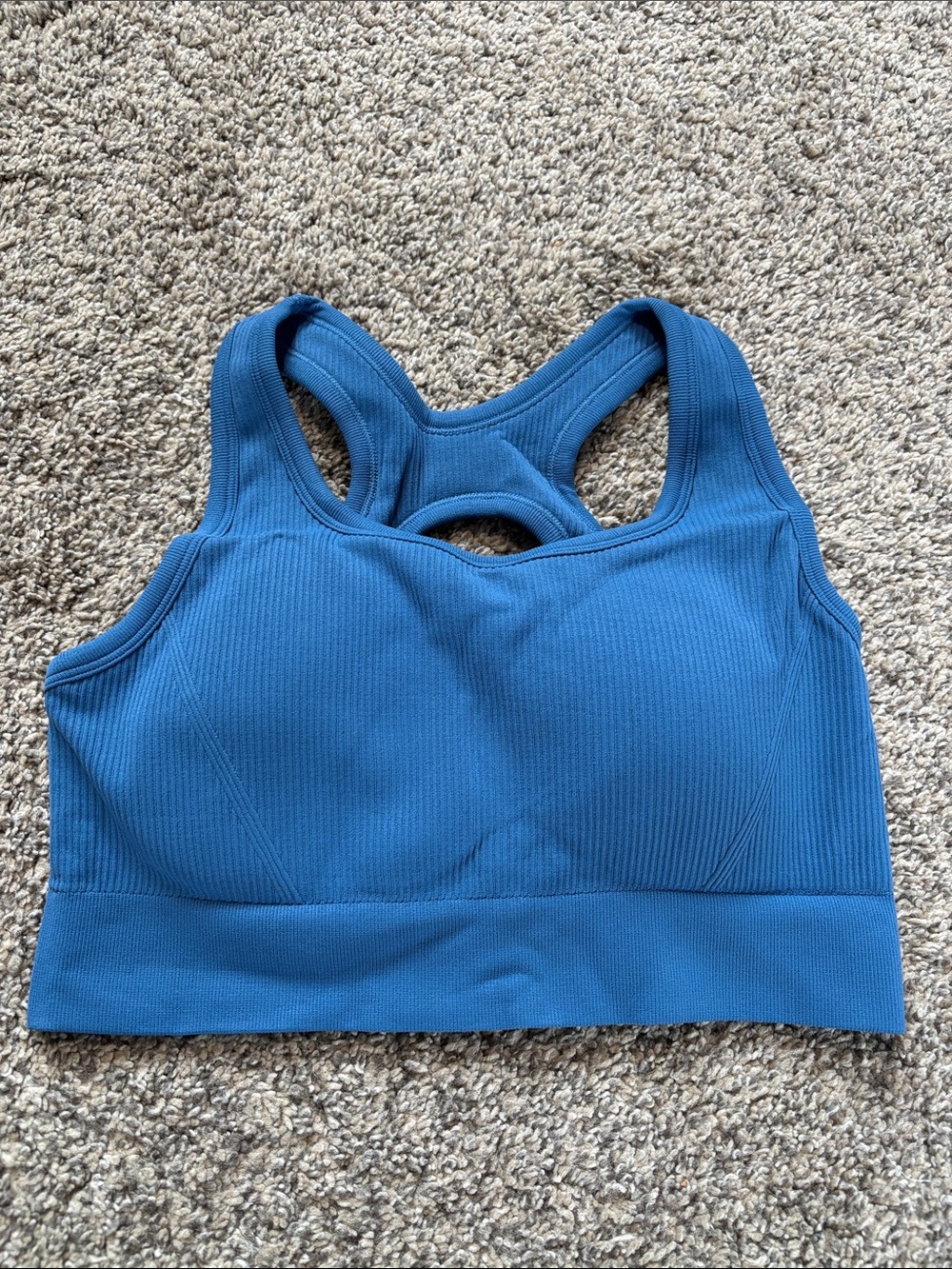 Nikuja Blue Ribbed Racerback Sports Bra